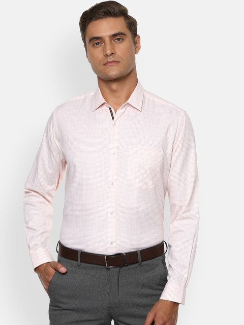 

Van Heusen Men Pink Regular Fit Checked Casual Cotton Shirt