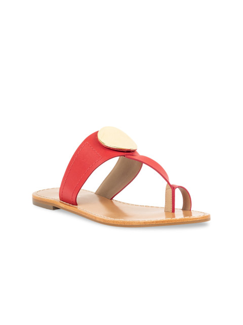 

Vanilla Moon Women Red Solid Leather One Toe Flats
