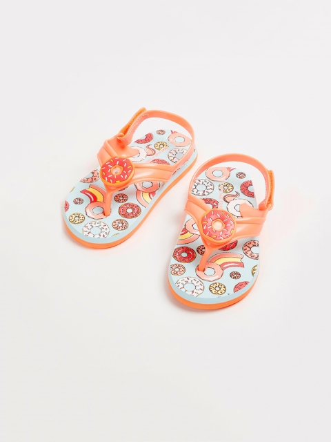

Fame Forever by Lifestyle Girls Orange & Turquoise Blue Printed Thong Flip-Flops