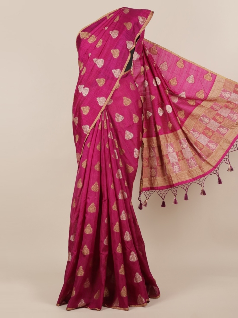 

Pothys Magenta Embroidered Jute Silk Saree