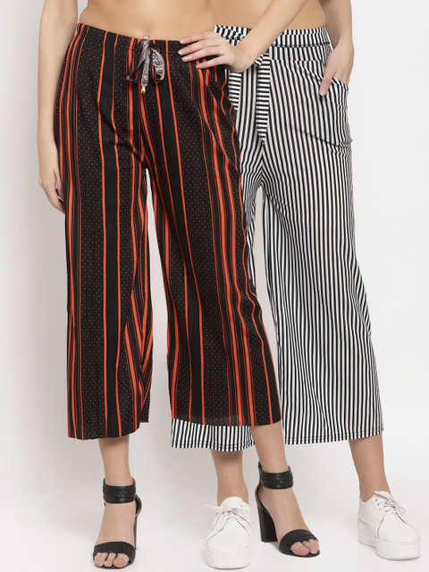 

KLOTTHE Women Pack of 2 Wide Leg Palazzos, Black