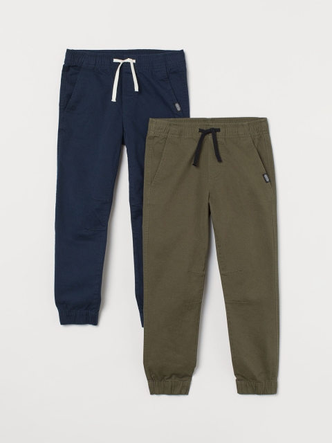 

H&M Boys Blue & Green 2-Pack Twill Joggers