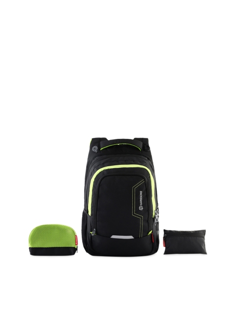 

Harissons Unisex Black Brand Logo with Reflective Strip Backpack