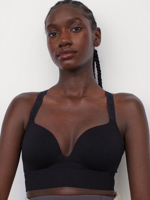 

H&M Seamless push-up sports bra, Black