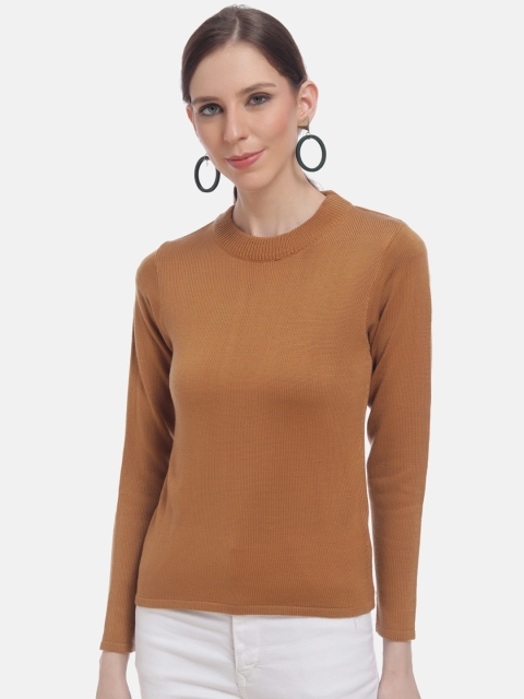 

HALTON HILLS Women Camel Brown Self Design