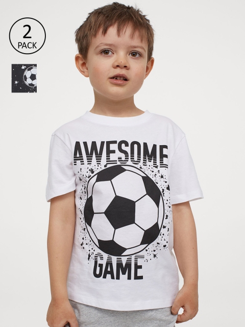 

H&M Boys White & Black 2-Pack Printed T-shirts