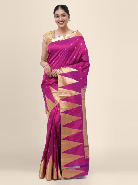 

Bangalore Silk Emporium Violet Solid Silk Blend Saree