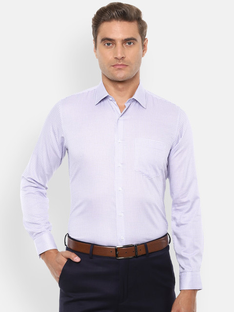 

Van Heusen Men Purple & Off-White Slim Fit Checked Formal Shirt
