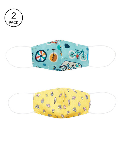 

Welspun Kids Pack Of 2 Printed 2-Ply Reusable Cloth Masks, Yellow