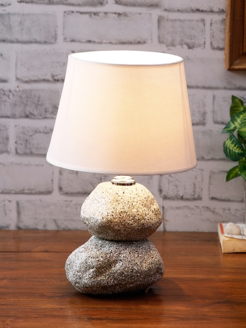 

House Of Accessories White & Grey Solid Contemporary Table Lamp with Shade