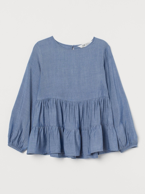 

H&M Girls Blue Solid Flared Blouse
