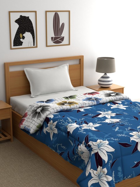 

Raymond Home Blue & White Floral Mild Winter 110 GSM Single Bed Quilt