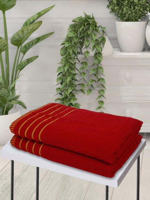 

ROMEE Set Of 2 Red Solid 400 GSM Bath Towels