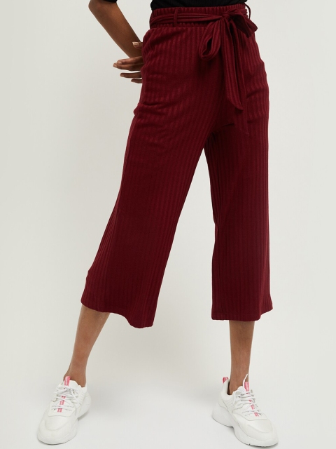 

max Women Magenta Regular Fit Striped Culottes