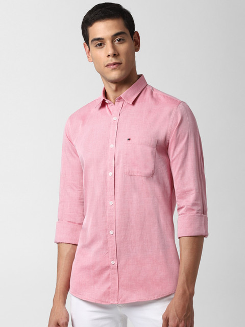 

Peter England Casuals Men Pink Slim Fit Solid Cotton Casual Shirt