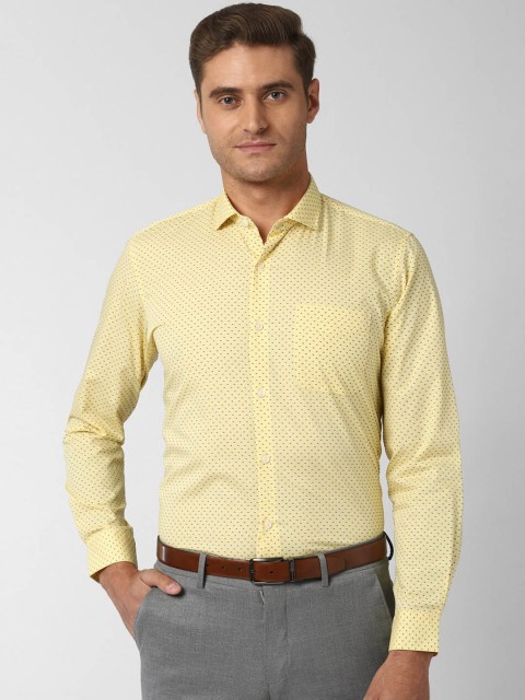 

Peter England Men Yellow & Blue Slim Fit Printed Formal Shirt