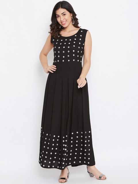

TULIP 21 Women Black Self Design Mirror Work Maxi Dress