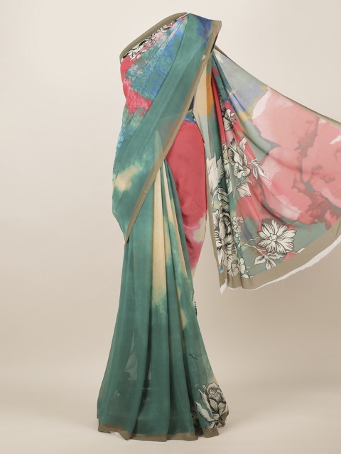 

Pothys Green Printed Poly Chiffon Saree