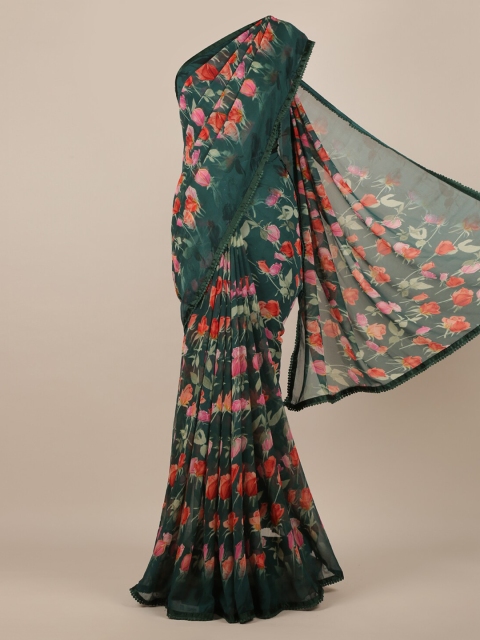 

Pothys Green Printed Poly Chiffon Saree