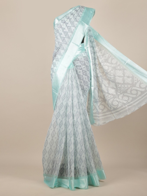 

Pothys Green Printed Jute Silk Saree