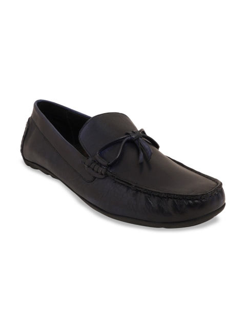 

SCENTRA Men Navy Blue Solid Leather Formal Loafers