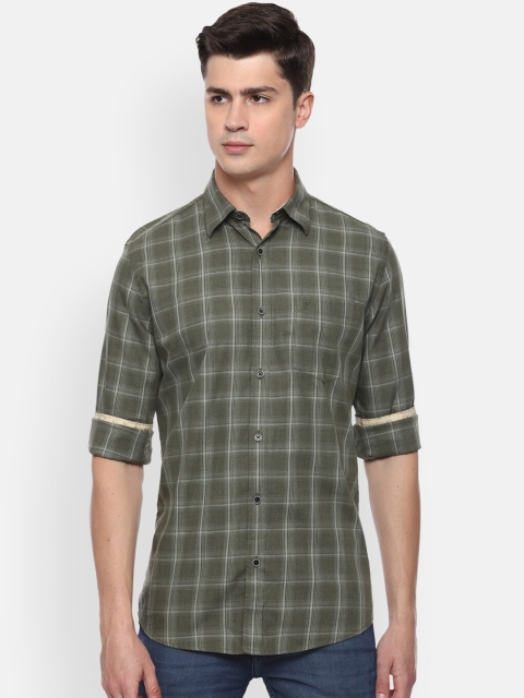 

Van Heusen Sport Men Olive Green Slim Fit Checked Casual Shirt
