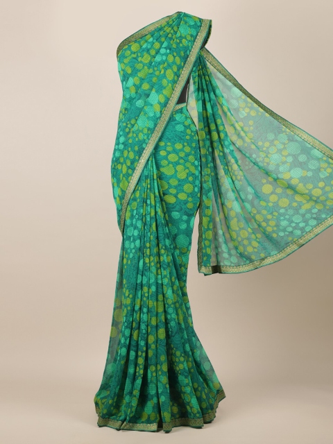

Pothys Green Printed Poly Chiffon Saree