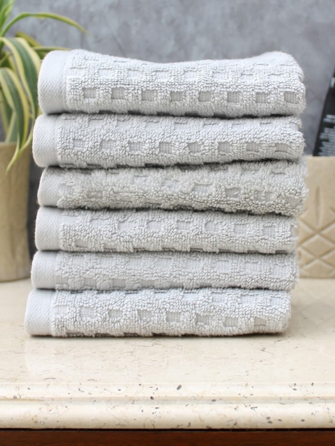 

AVI Living Set of 6 Grey Solid 650 GSM Face Towels