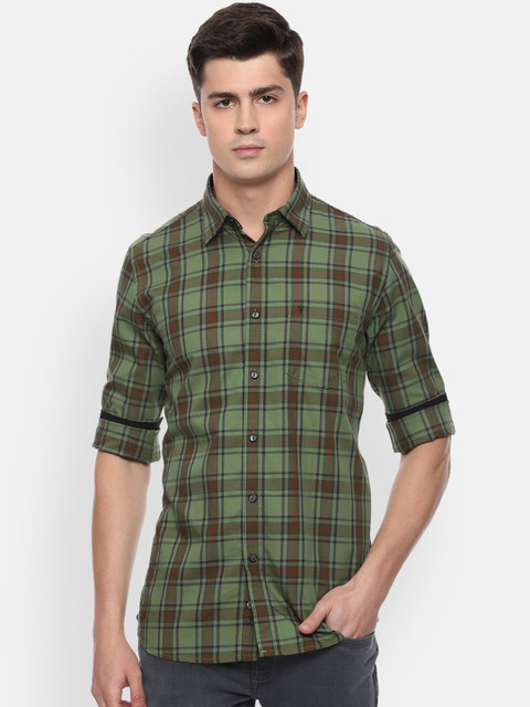 

Van Heusen Sport Men Green Slim Fit Checked Casual Shirt