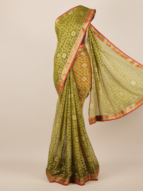 

Pothys Green Woven Design Poly Chiffon Saree