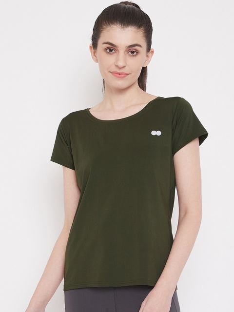 

Clovia Women Green Solid Round Neck T-shirt