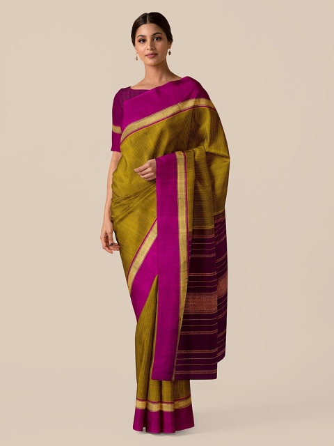 

Taneira Green Pure Silk Solid Kanjeevaram Saree