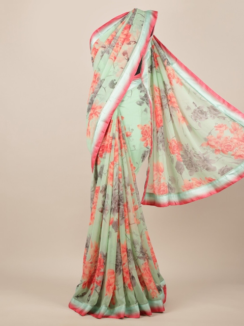 

Pothys Green Printed Poly Chiffon Saree