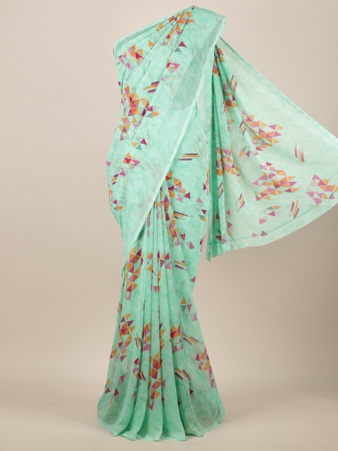 

Pothys Green Printed Poly Chiffon Saree