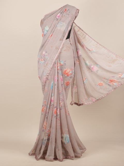 

Pothys Grey Printed Poly Chiffon Saree