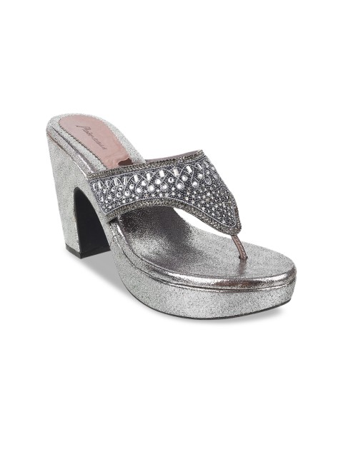 

Metro Women Grey Embellished Block Heels