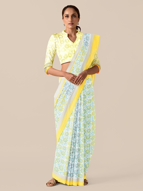 

Taneira Multicoloured Pure Cotton Printed Block Print Saree, Multi