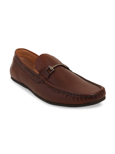 

SCENTRA Men Brown Solid Leather Formal Loafers