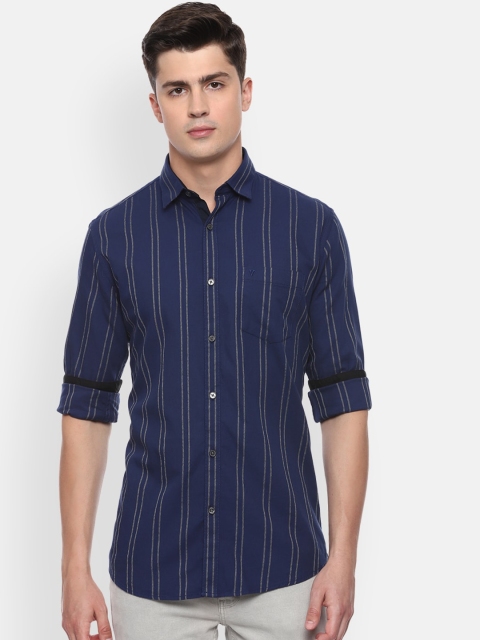 

Van Heusen Sport Men Navy Blue Slim Fit Striped Casual Shirt