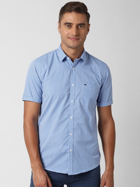 

Peter England Casuals Men Blue & White Slim Fit Checked Casual Shirt