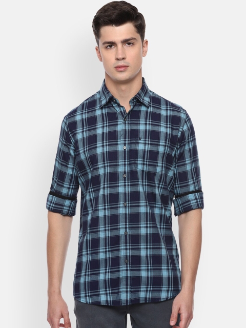 

Van Heusen Sport Men Navy Blue Slim Fit Checked Casual Shirt