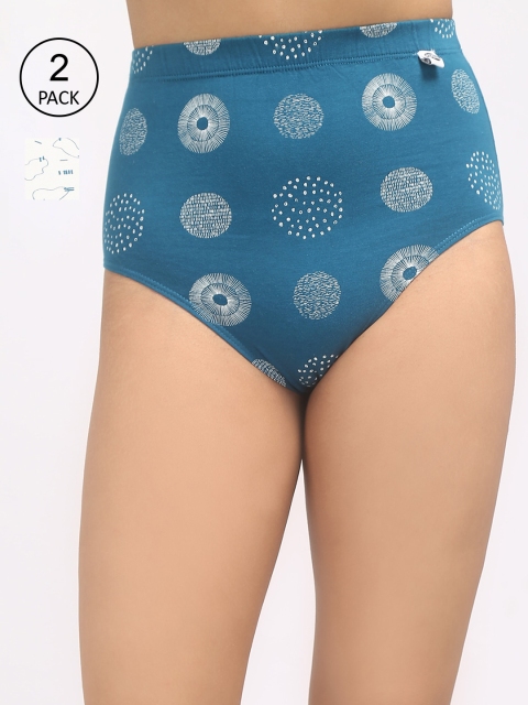 

Wear Equal Women Cream & Teal Pack Of 2 Printed Sustainable Hipster Briefs 001/BA/AOP