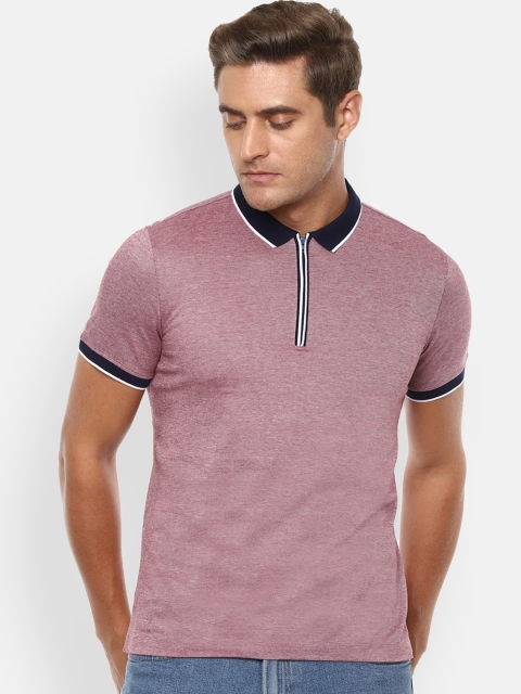 

Van Heusen Men Pink Solid Polo Collar Cotton T-shirt