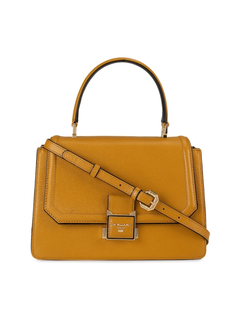 

Da Milano Mustard Yellow Leather Solid Satchel