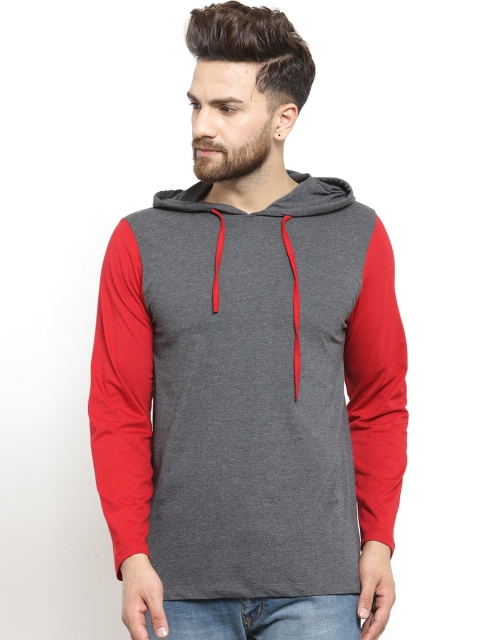 

Kalt Men Grey Solid Hood T-shirt