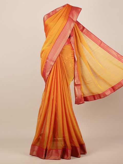 

Pothys Mustard Solid Poly Chiffon Saree
