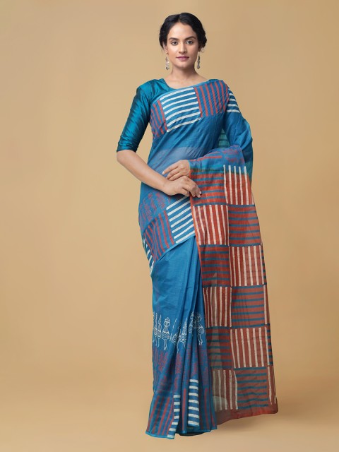 

Unnati Silks Blue Organza Solid Kota Saree