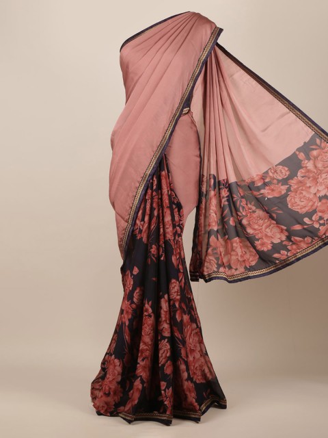 

Pothys Pink Floral Printed Poly Chiffon Saree