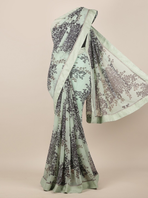 

Pothys Green Printed Poly Chiffon Saree