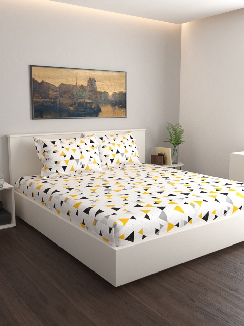 

GRES HOME Multicoloured Geometric 120 TC Cotton 1 King Bedsheet with 2 Pillow Covers, Multi